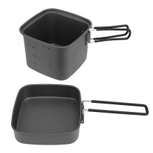 Set di pentole da campeggio in alluminio, 2 pentole, argento, 13x13x12,5 cm