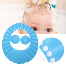 Baby Shower Silicone Shampoo Hat with Sunshade and Ear Protection Blue