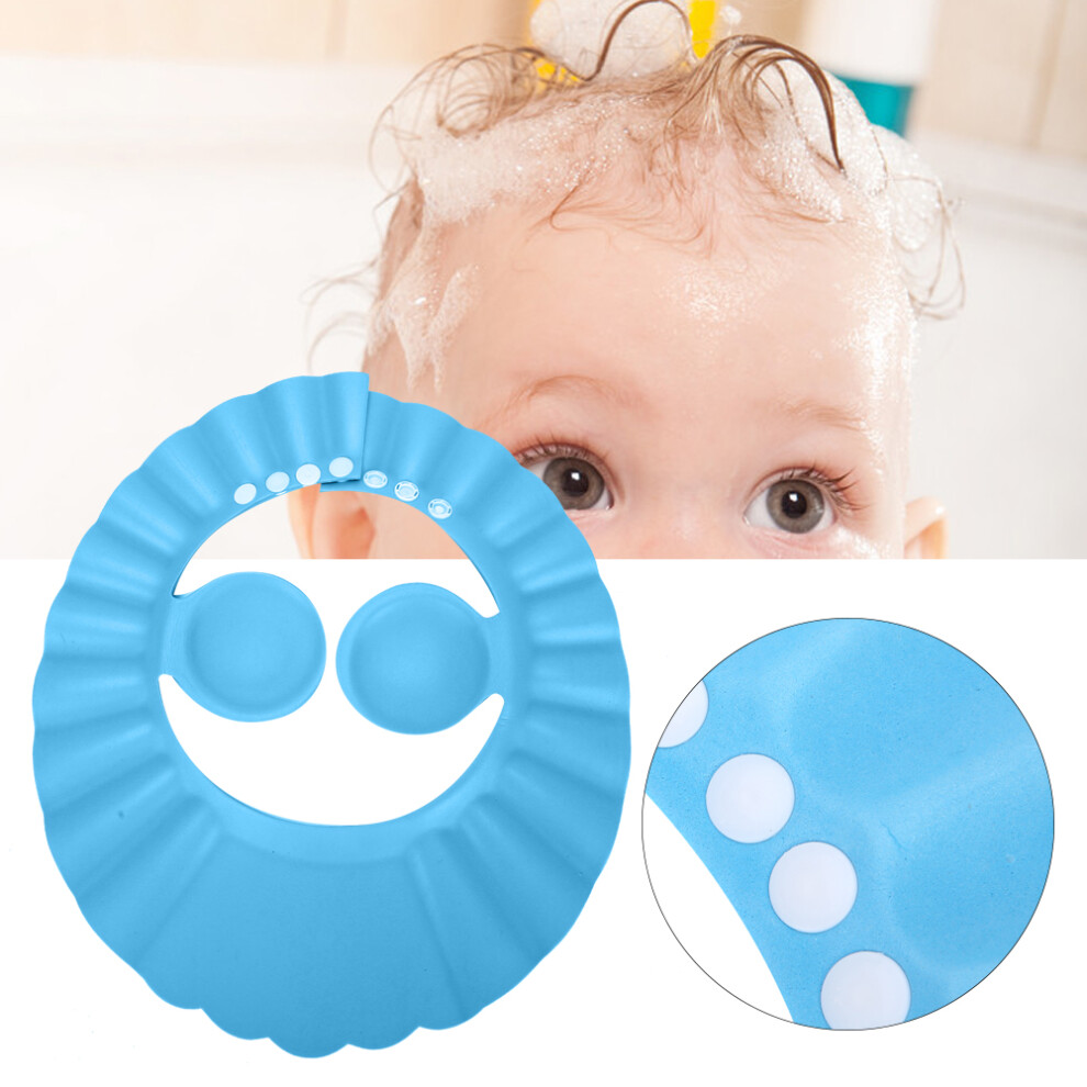 Baby Shower Silicone Shampoo Hat With Sunshade And Ear Protection Blue