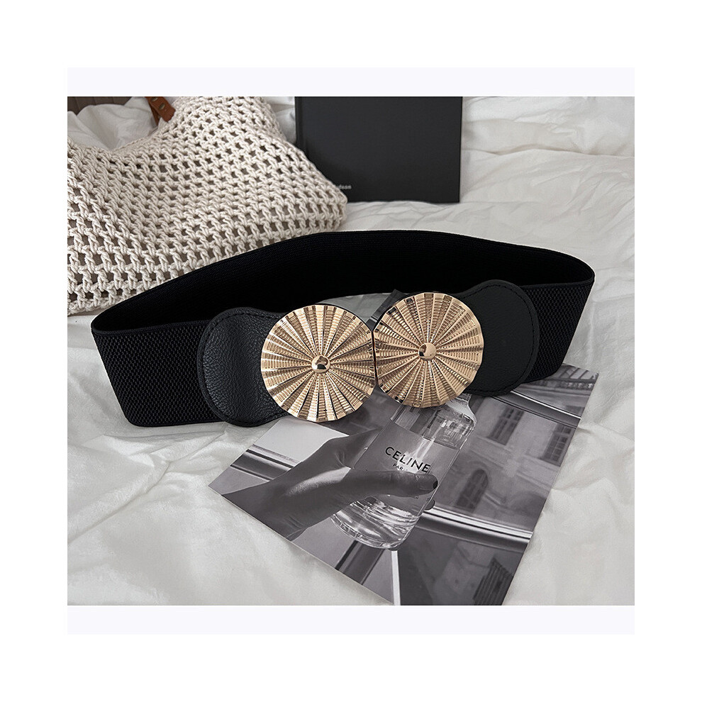 New Women's (Black) Elastic Chic Belt With Hook Closure For Stylish Dress Combinations And Suit Black