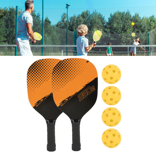 Set di paddle da pickleball gialle compatte con 4 palle