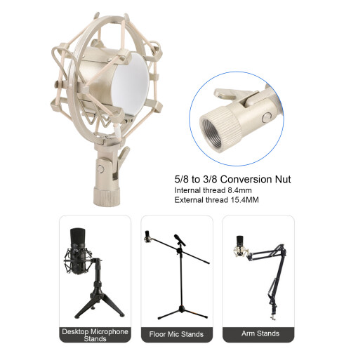 Support anti-choc en ABS doré pour microphone de 45-50 mm écrou 5/8-3/8 2