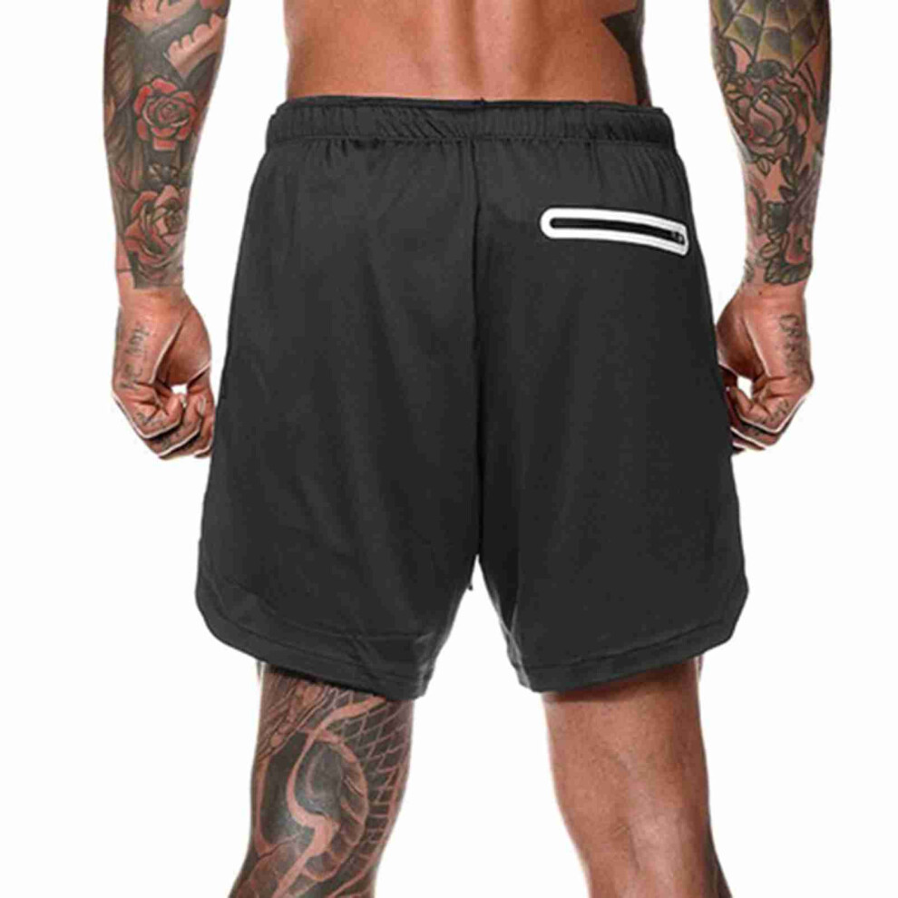 Men's 2-in-1 Fitness Shorts with Inner Pocket & Tie Belt Waist-image-OPC-PJCMDYT-NEW