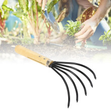 D201 Garten-Handrechen, 5 Stahlzinken, kurzer Griff