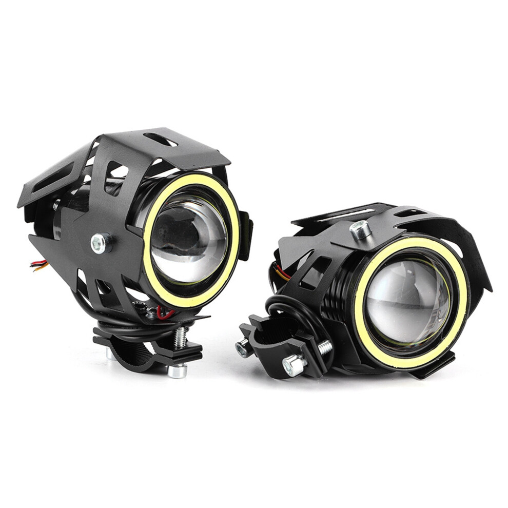 2Pcs 12V 30W U7 Led Angel Eyes Motorcycle Headlamp - 3000Lm White/Light 8101333899605