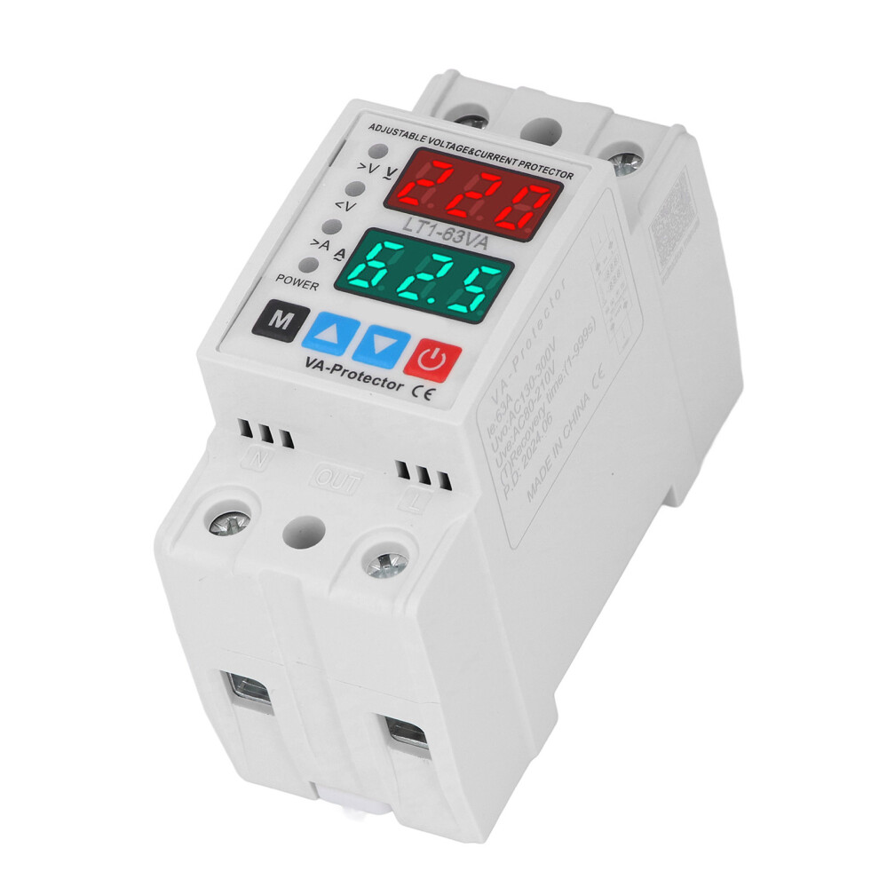 Over Under Voltage Protector Ac220v 63A Dual Display, Adjustable Retention 8281333900102