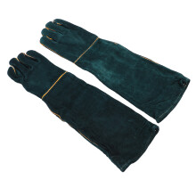 Verdickte Tierhandling-Handschuhe, Kratz- und Bissresistent, 2-lagiges Rindsleder & Canvas, lang, Training Hund Katze Vogel Schlange Eidech