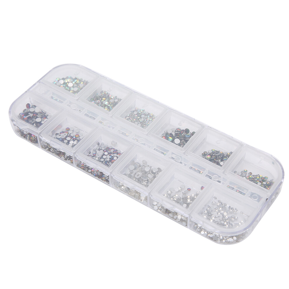 12 Grids Nail Art Rhinestones DIY Decoration Glass Beads Manicure Tool#4