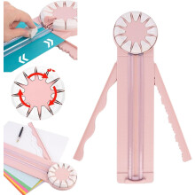 Paper Craft Edge Cutter 12-In-1 Rotary Cutter 12 Blade Heads 360-Degree Edge Pink Rose For DIY Scrapbooking Photo Card