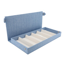 Scatola organizzatrice per occhiali in lino a 6 scomparti, 38x17x4 cm