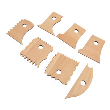Tonfuß-Formwerkzeug-Set, 7-teilig, Buchenholz, Töpfer-Trimming-Set für Keramikkunst
