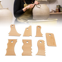 Töpfer-Fußformwerkzeug-Set – 7-teilig, aus Buchenholz, Tonmodellier- und Trimmwerkzeuge