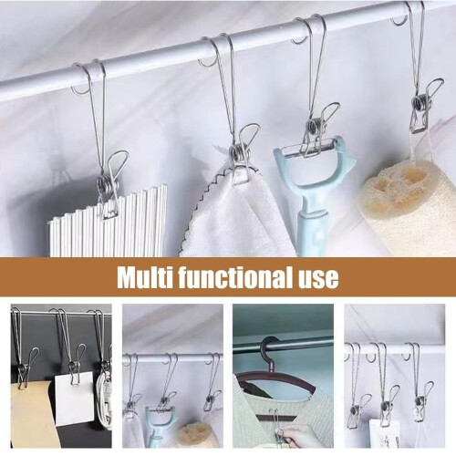 20 Stück Edelstahl-Long-Tail-Clips mit Haken 2