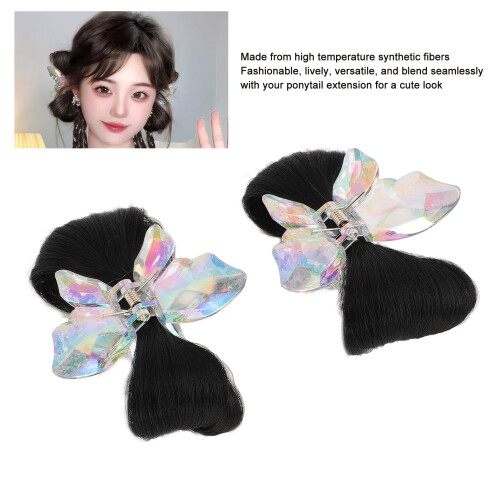 2 Stück Bowknot-Perückenclips, Standardgröße, Schwarz 2