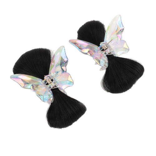 2 Stück Bowknot-Perückenclips, Standardgröße, Schwarz