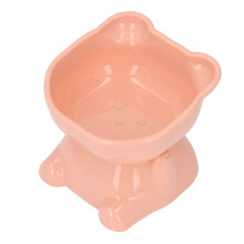 Ciotola rialzata per animali domestici a forma di cartone animato, rosa, 13x13x11 cm