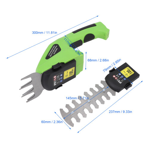Versatile 2 in 1 Cordless Hedge Trimmer & Grass Shear 1300MAH 1