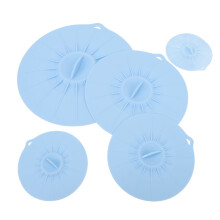 Juego de tapas de silicona azules, 5 piezas, resistente al calor