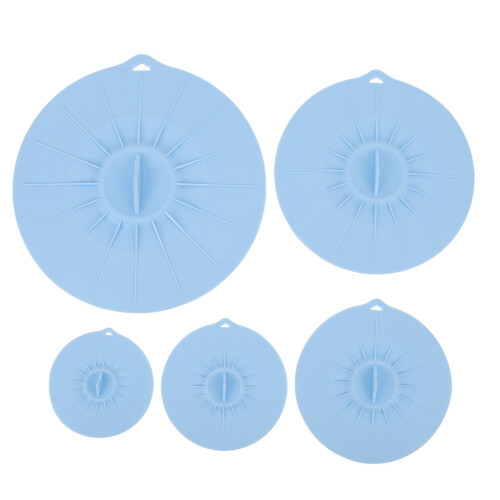 Juego de tapas de silicona azules, 5 piezas, resistente al calor 1