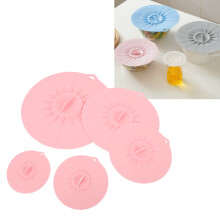 Juego de tapas de silicona de 5 piezas rosa resistente al calor