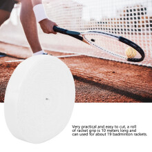 Breathable White Badminton Grip Wrap 10M Roll for Multiple Rackets