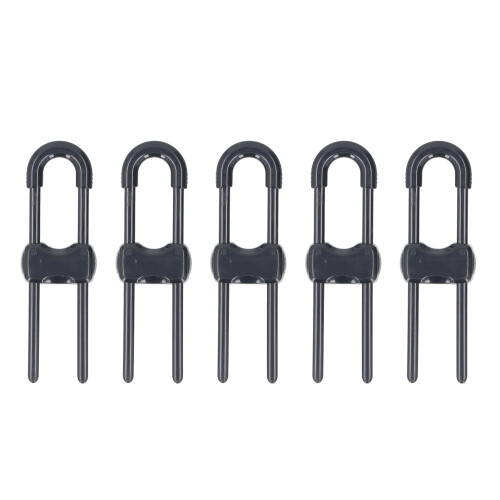 Set da 5 serrature per armadi a forma di U in ABS, nero 1
