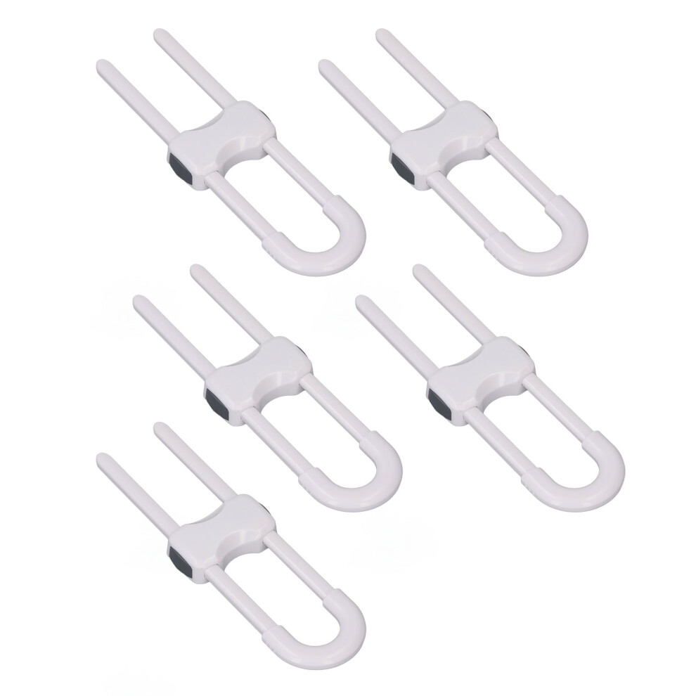 5Pcs U Shaped Child Safety Locks For Cabinets, Drawers, Gates, White