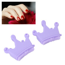 Juego de 2 pinceles de silicona para arte de uñas, morado, forma de corona