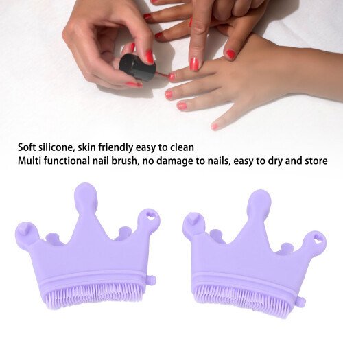2 Stück Silikon-Nagelkunstpinsel - lila Kronenform 2