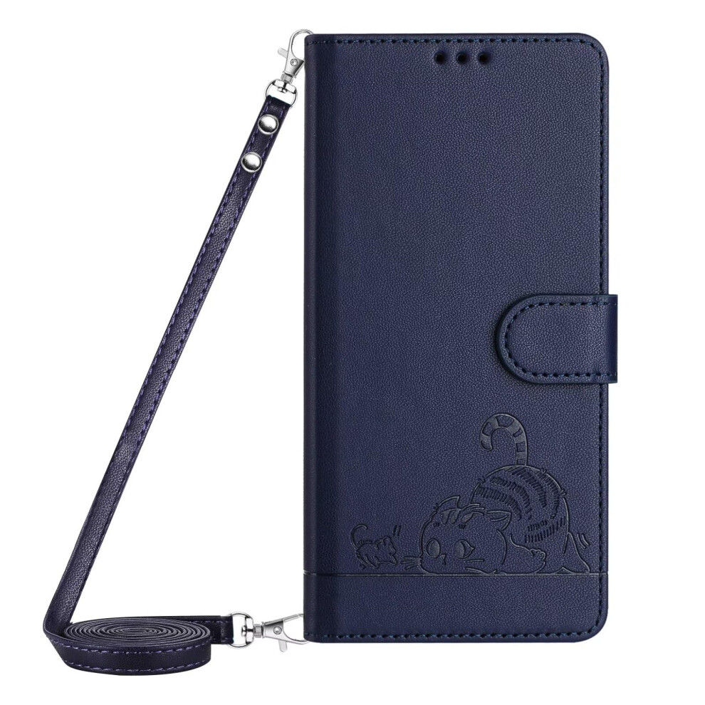 Nadoli Wallet Case with Strap For Google Pixel 7A Blue RFID Blocking PU Leather Card Slot Lanyard Cat Mouse Embossed-image-OPC-PJCN2VT-NEW