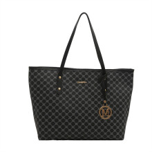 (Black) Handbag Pattern Checkered Large Capacity Single Shoulder Fashion Bag Underarm