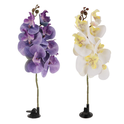 2 pièces plante pour reptile 37 cm flexible avec ventouse 2