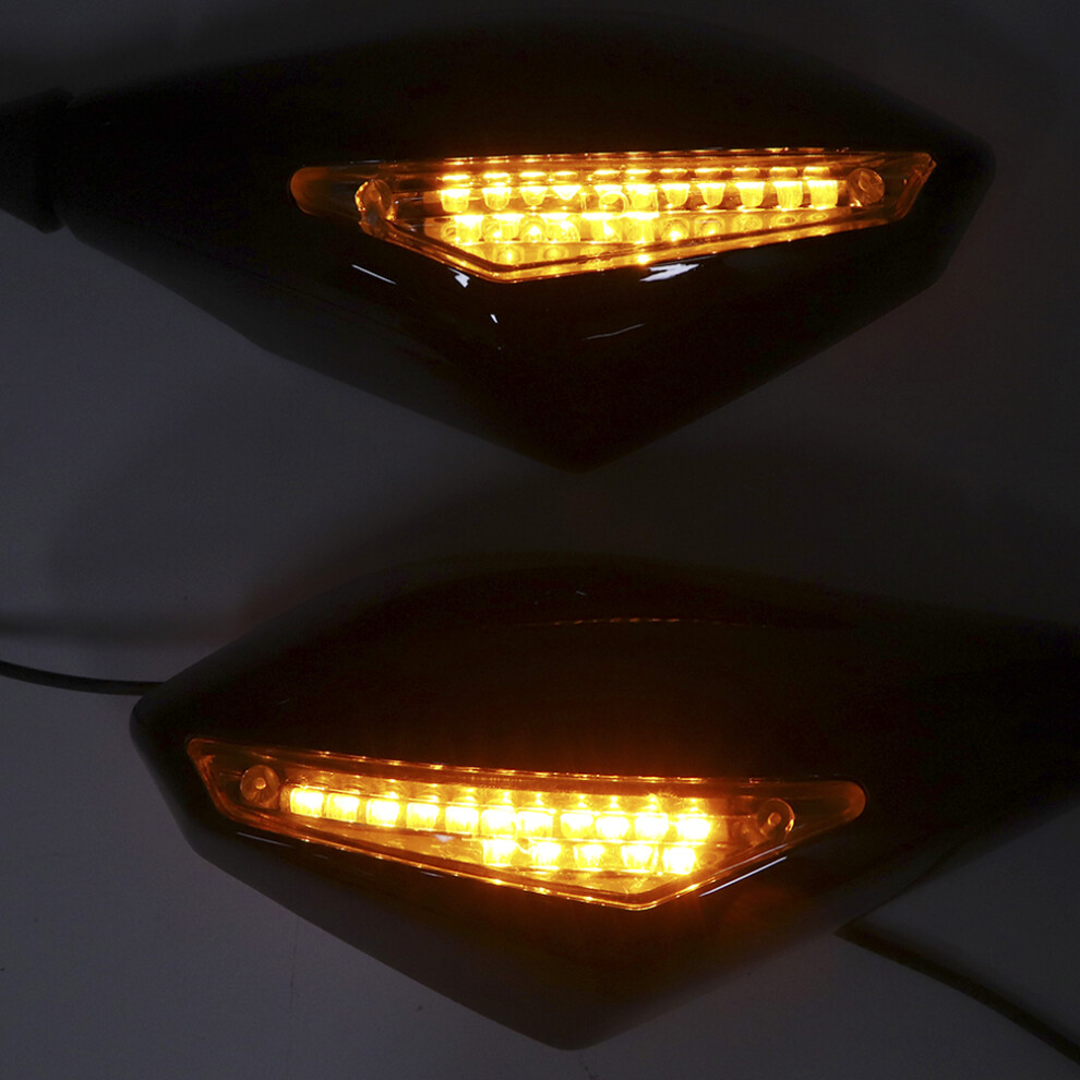 2Pcs Motorcycle Led Turn Signal Side Mirrors 10Mm Carbon Black 4921333922400