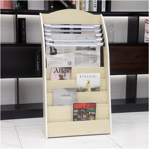 Vertical Brochure Rack Wooden Magazine Rack Floor Standing Newspaper Storage Organizer With ...