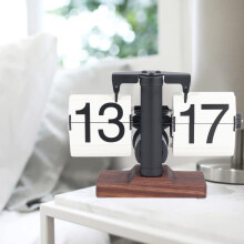 Retro Flip-Down-Uhr 24H 14 cm x 20,5 cm Schwarz