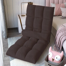Folding Floor Chair 5-Position Adjustable Recliner Flannel Cushioned Seat 18-Grid Pattern For Teens and Adults Color D