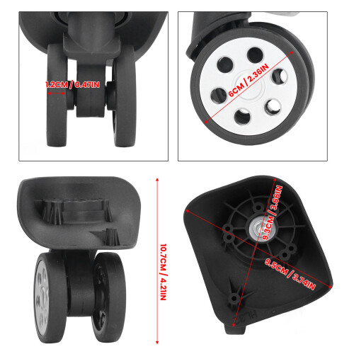 2 Stück Kofferrollen Leise 6 cm (2,36 in) ABS 1