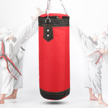 Red 3-Layer Sanda Boxing Sandbag with Heavy-Duty Chains Easy Fill