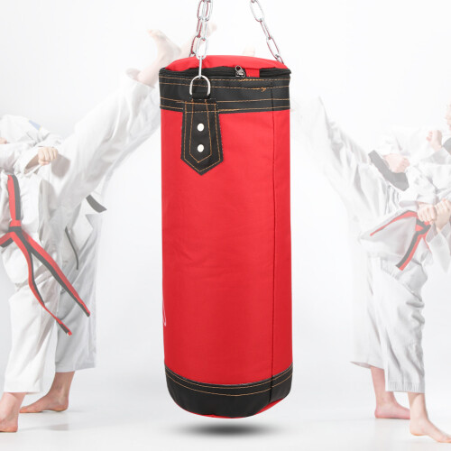 Red 3-Layer Sanda Boxing Sandbag with Heavy-Duty Chains Easy Fill