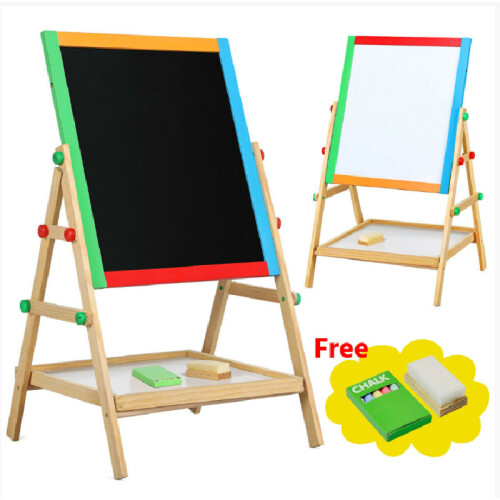 Art Kid Wooden Easel Double Sided Blackboard Magnetic Multi Surface Functional