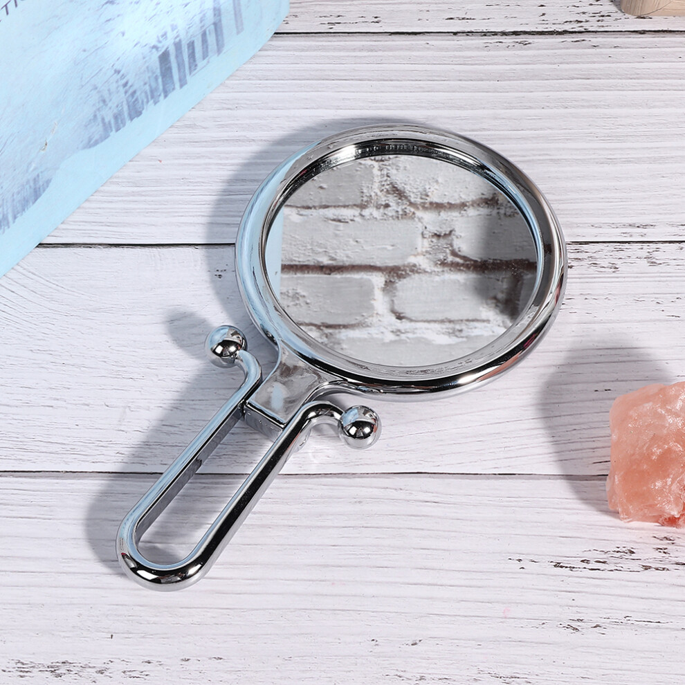 Silver Portable Double Sided Makeup Mirror 10X Magnification Foldable Handheld