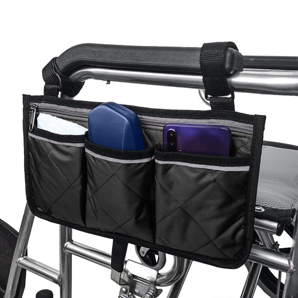 Multifunctional Wheelchair Scooter Side Bag Black 18x32.5cm Organizer