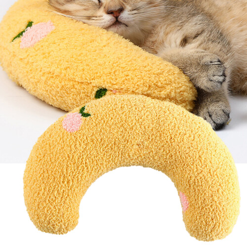 Coussin de cou en forme de U pour chien taille unique velours jaune