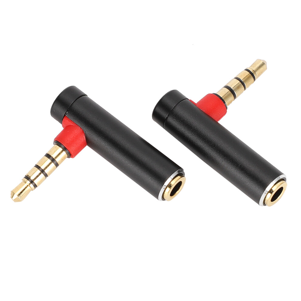 3.5Mm Male To Female Right Angle Audio Jack Adapter (2 Pack) - Black 4221333954631