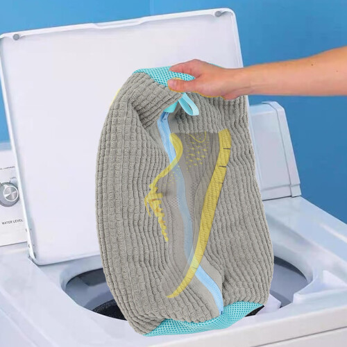 Sac de lavage pour chaussures 39x19 cm gris polyester+peluche