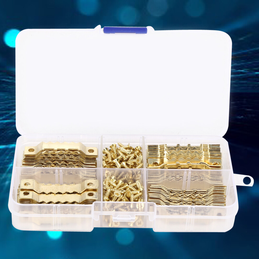 Wj-30021 100Pcs Gold Double Sided Sawtooth Photo Frame Hangers & 200Pcs Screws 3371333958700