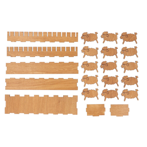 Set de carretes de madera con forma de cordero con caja 1