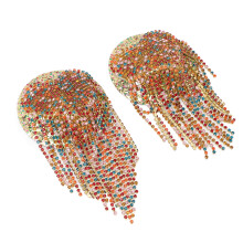 1 par de pasties para pezones con borlas y rhinestones, talla única, PU