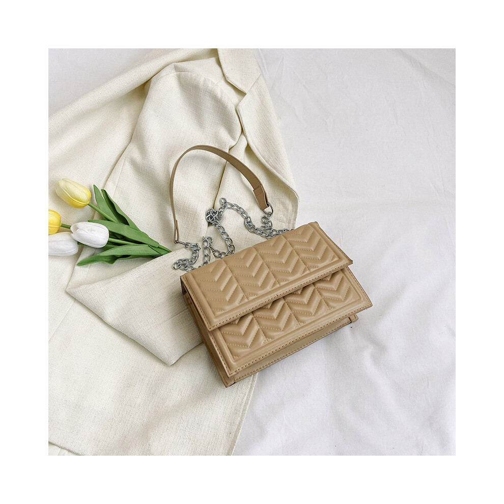 (Khaki) Casual Medium Sophisticated Square Bag Soft Pu Design With Internal Pocket Phone-image-OPC-PJCNWFJ-NEW