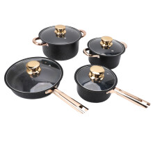 Premium Stainless Steel Cookware Set with Maifan Stone Coating, Glass Lids